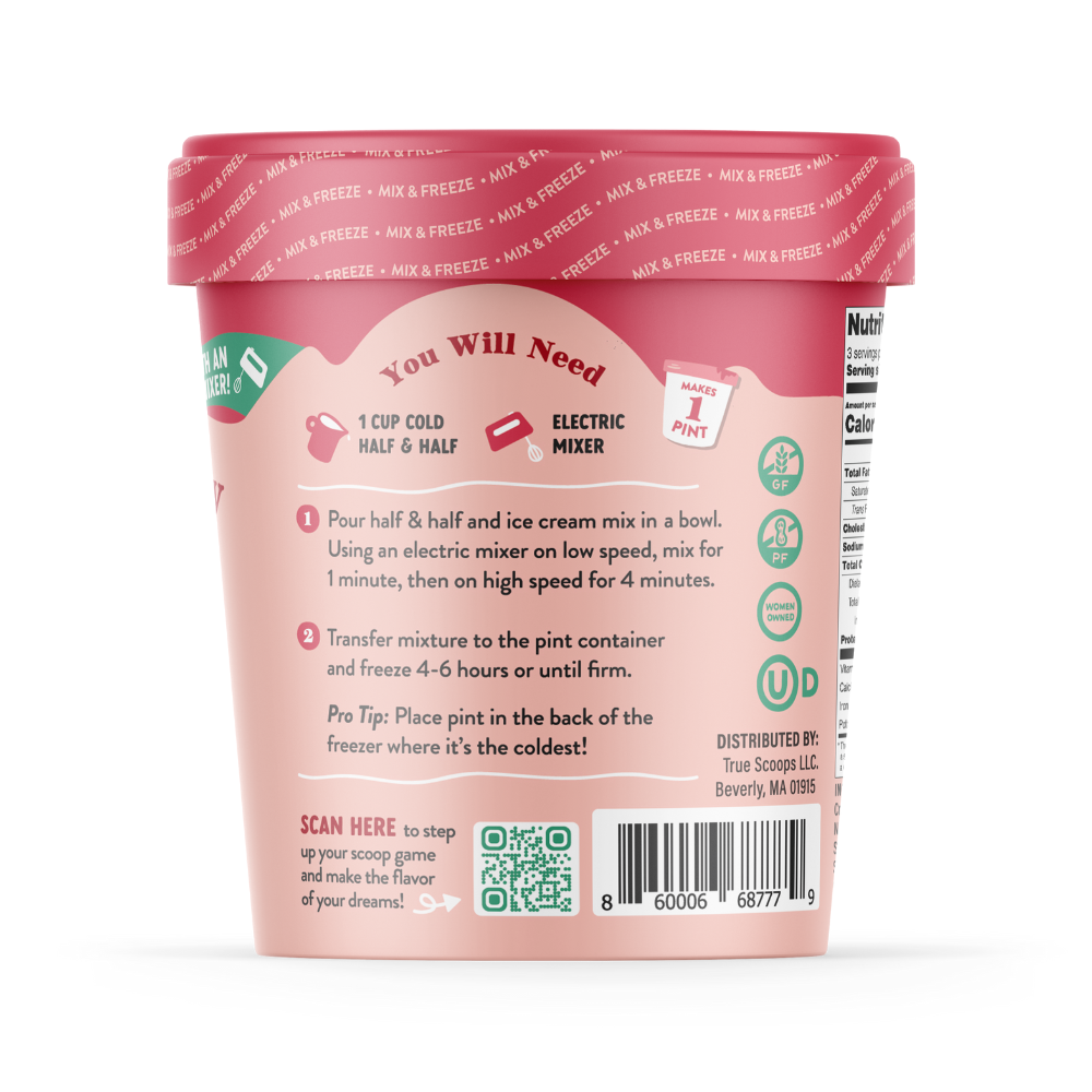 Strawberry ice cream mix instructions on packaging 