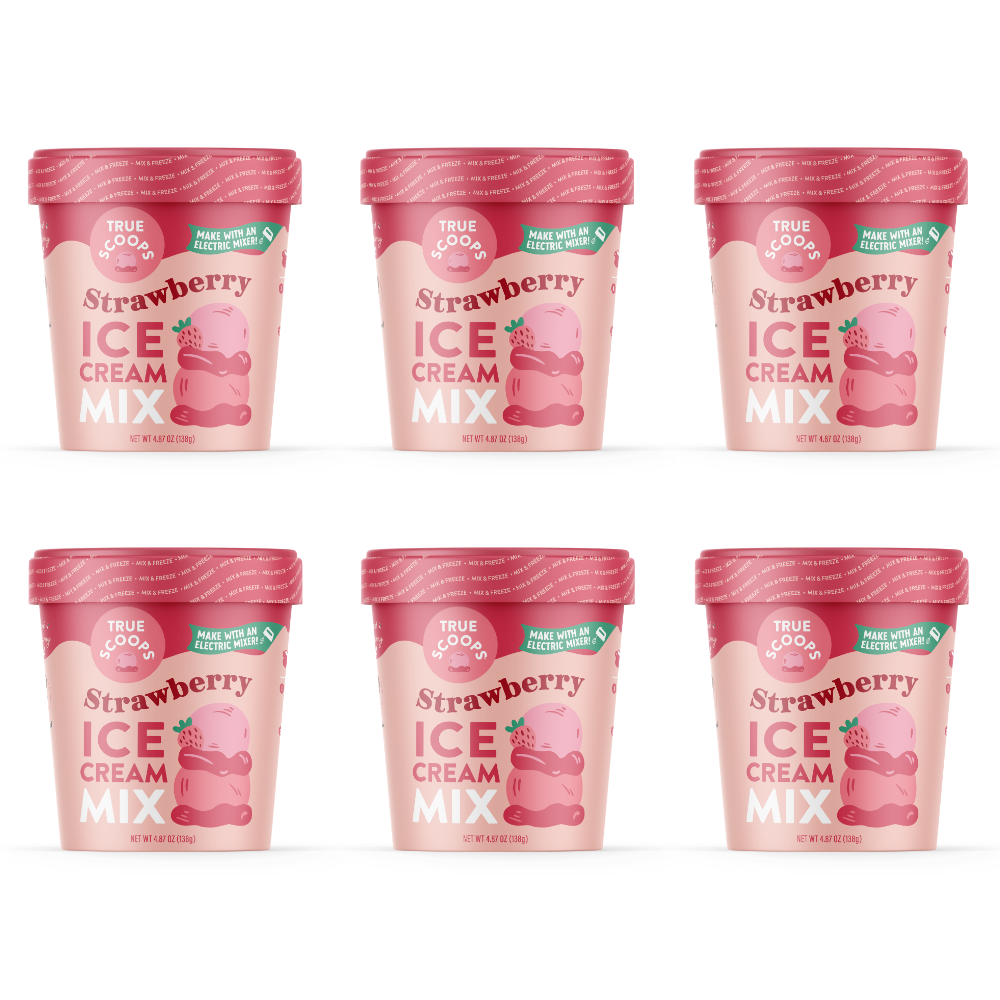 True Scoops strawberry ice cream mix pint packaging