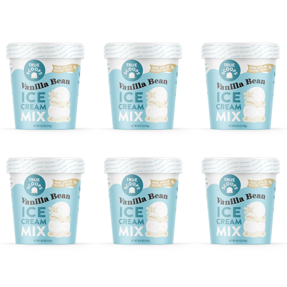 True Scoops vanilla bean ice cream mix pint packaging