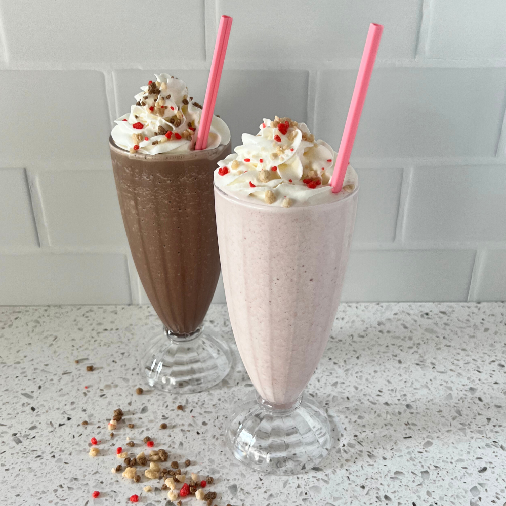 True Scoops homemade vanilla and chocolate milkshakes