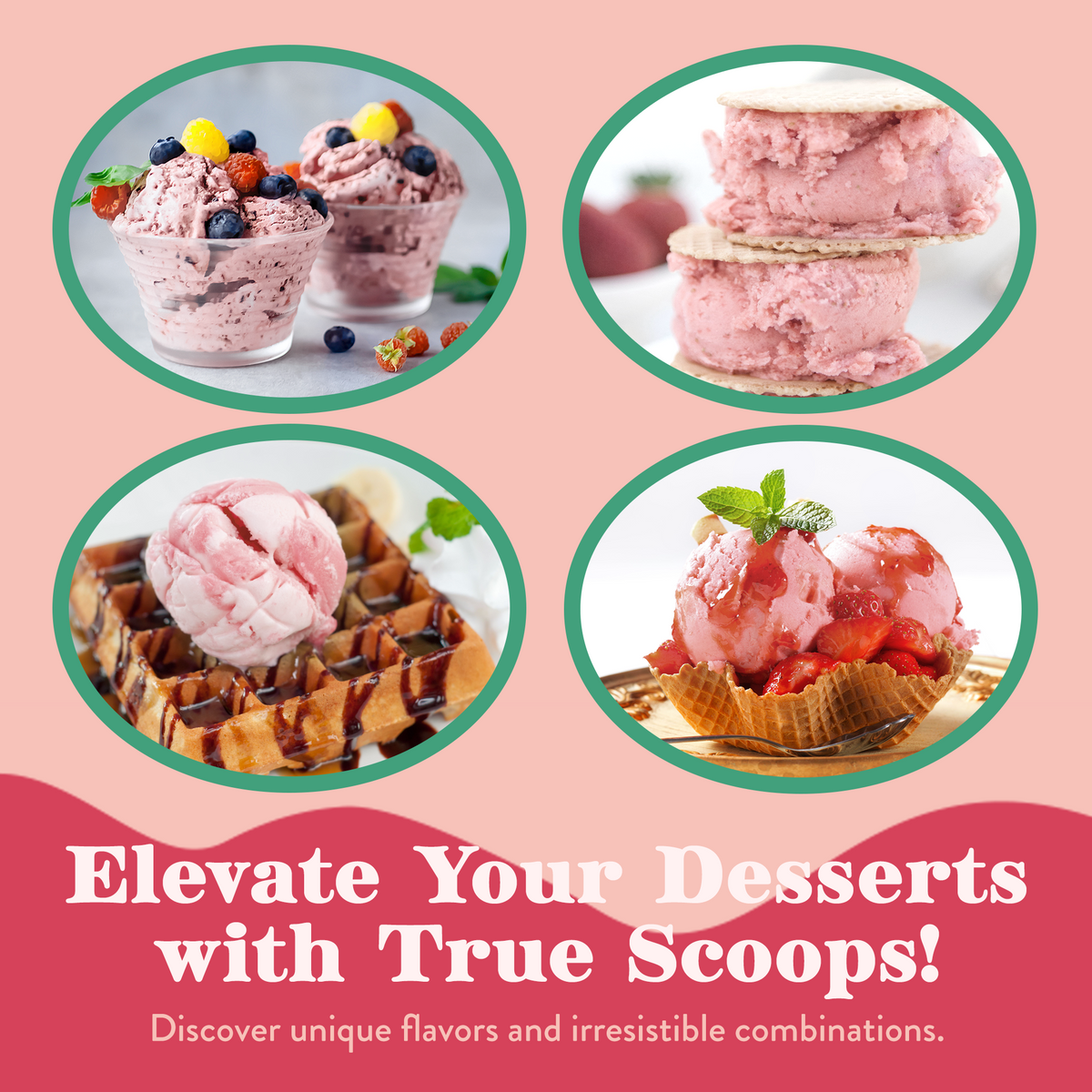 Homemade ice cream sundaes and other strawberry ice cream desserts 